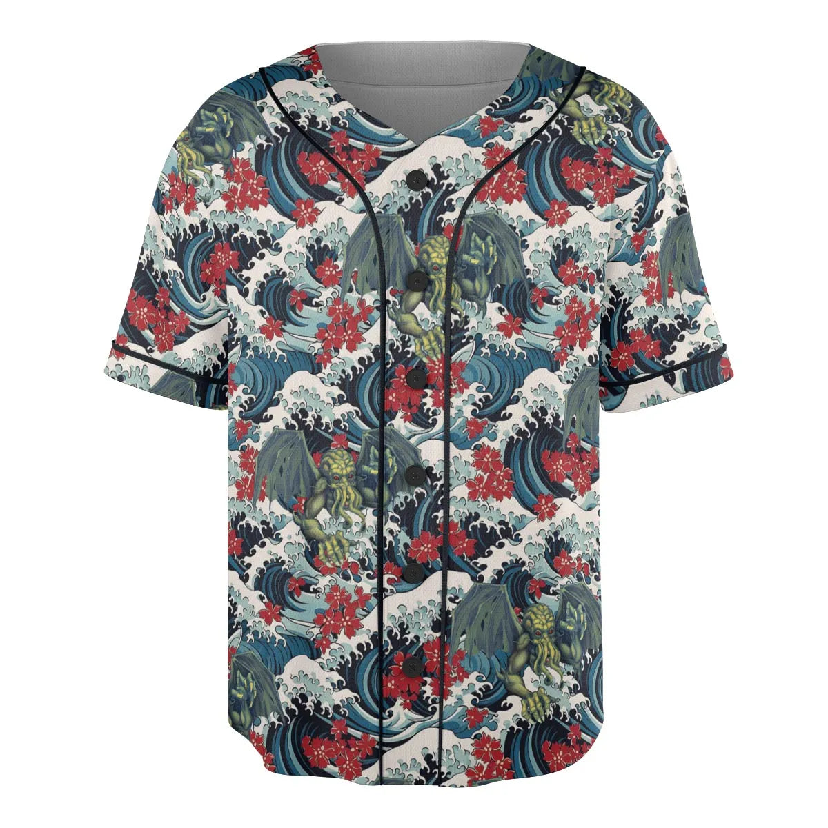 Great Waves Cthulhu Unisex Baseball Jersey