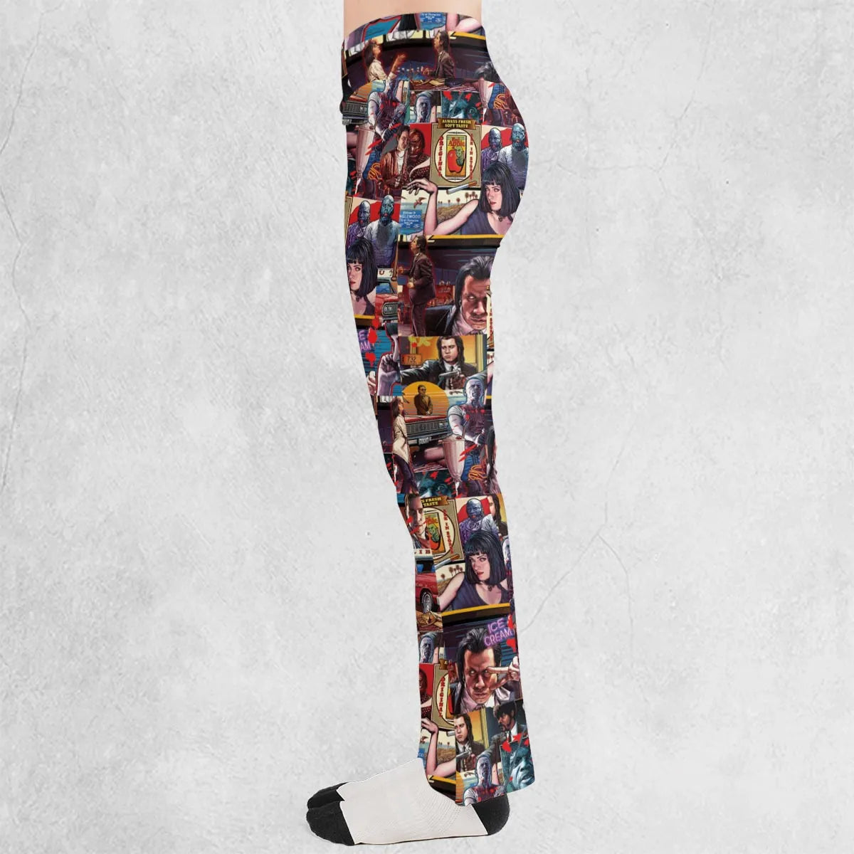 Retro Scenes Mia Wallace Vincent Vega Jules Winnfields Pulp Fiction Flare Leggings