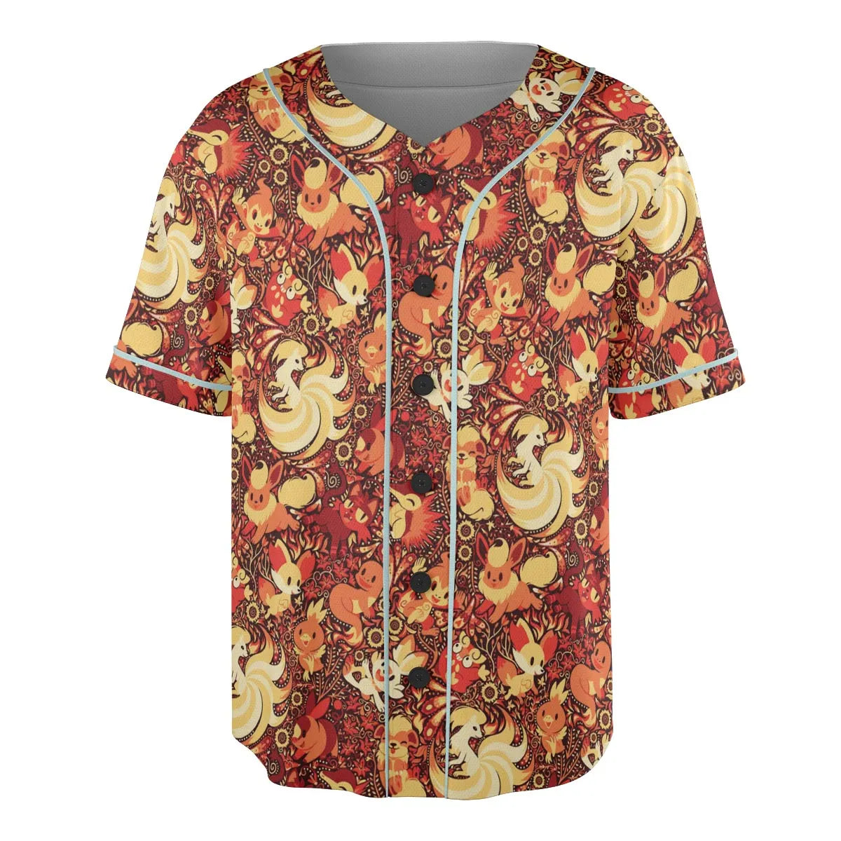 Pokemon Fire Pattern Unisex Baseball Jersey