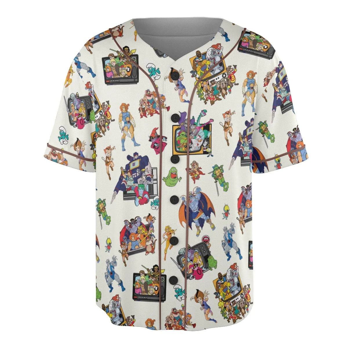 80s Famous Cartoon Characters Pattern Unisex Baseball Jersey