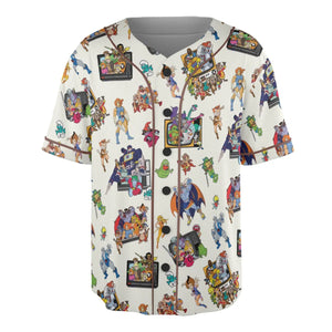 80s Famous Cartoon Characters Pattern Unisex Baseball Jersey