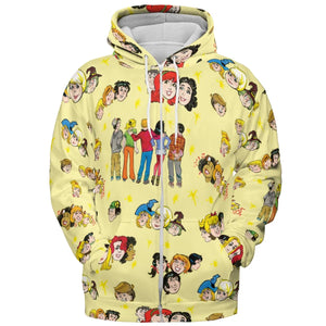 Nostalgic Cartoons in Archie Style All-over Print Hoodie