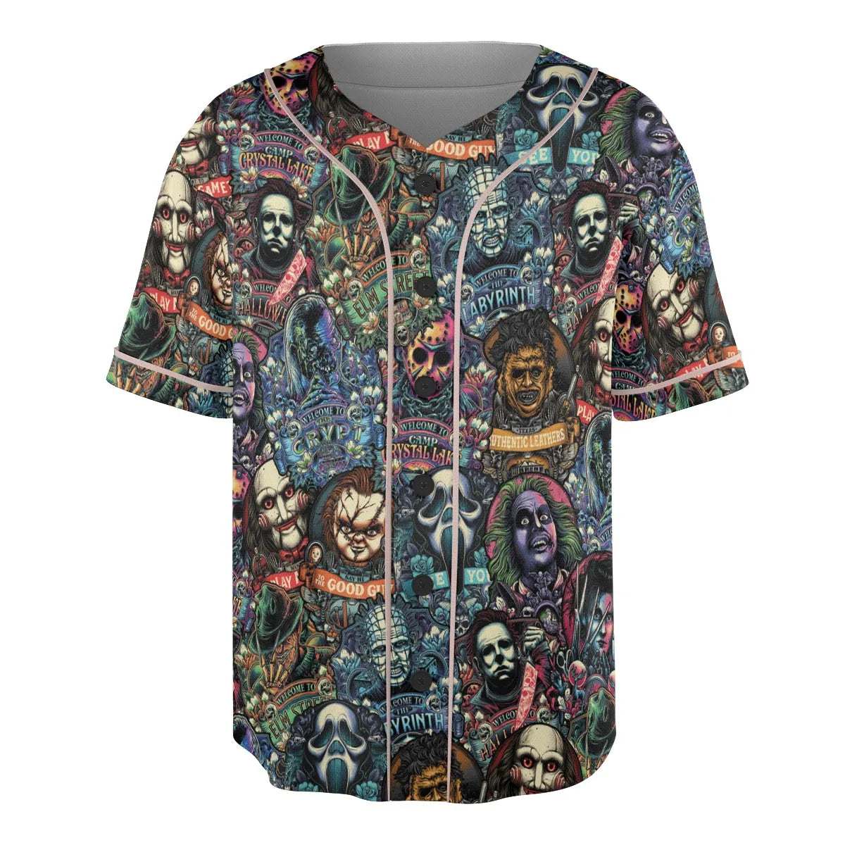 Horror Movie Characters Pattern Unisex Baseball Jersey