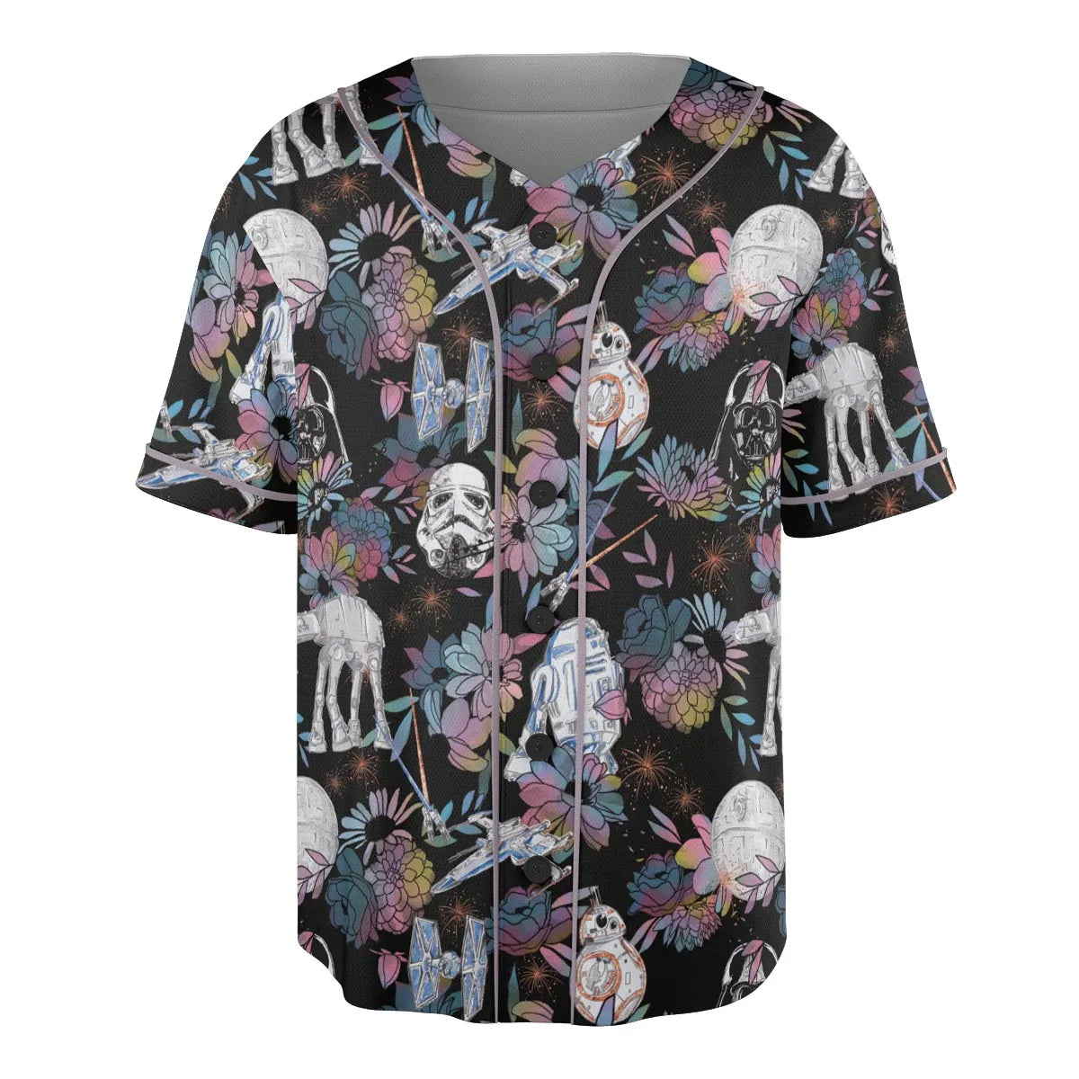 Floral Wars Dark Side Star Wars Pattern Unisex Baseball Jersey