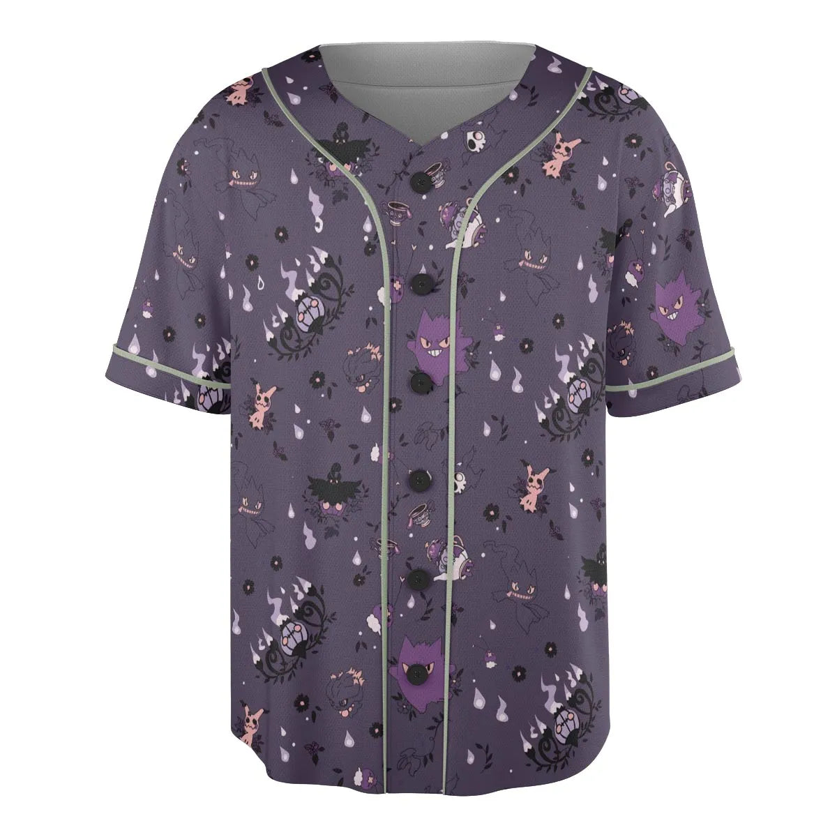Pokemon Ghost-typen Gengar Banette Litwick Mismagius Unisex Baseball Jersey