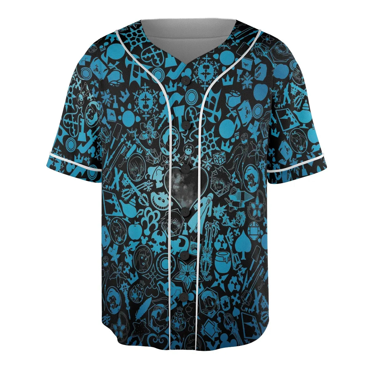Blue Key Heart Kingdom Hearts Unisex Baseball Jersey