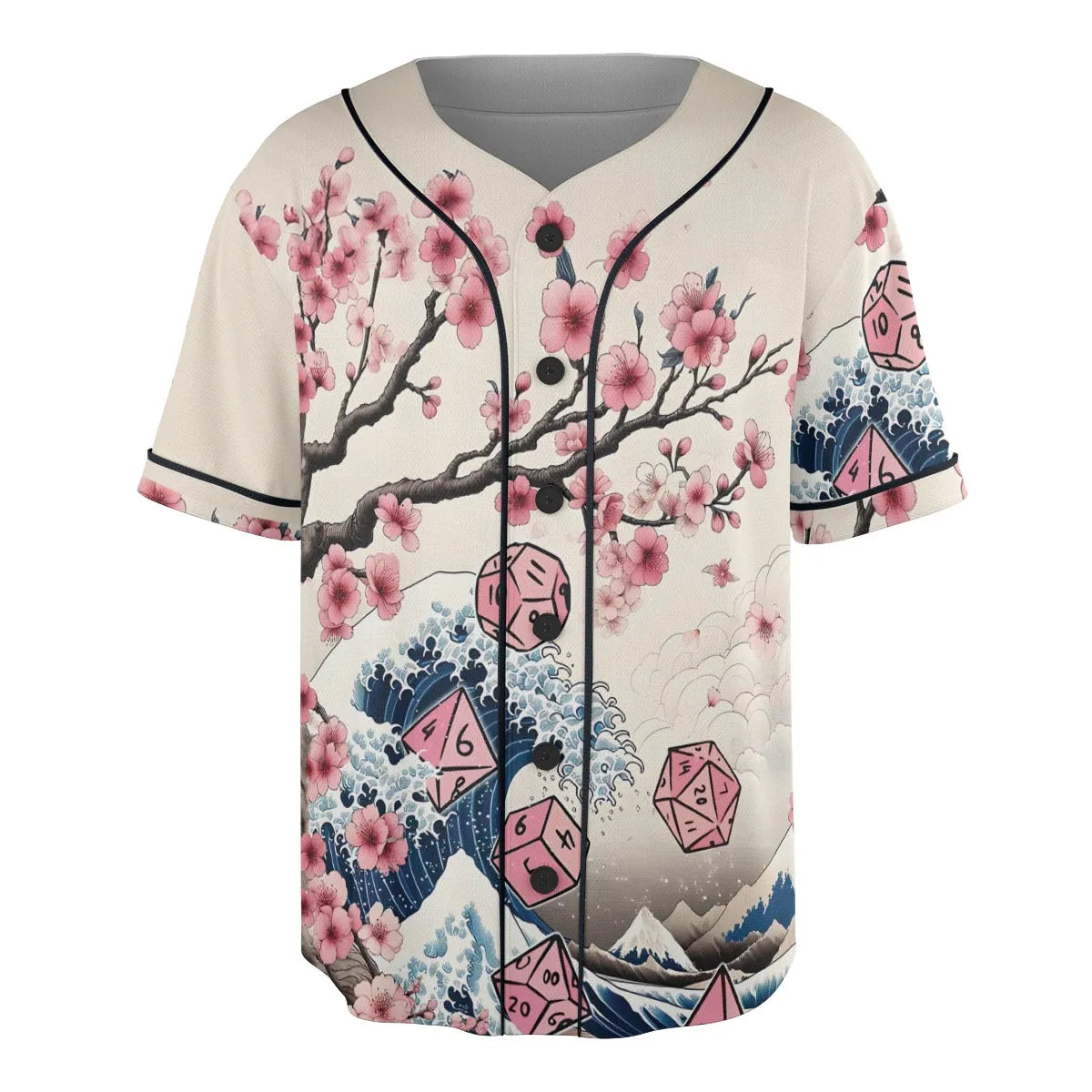 Pink Flower Dice DnD Unisex Baseball Jersey