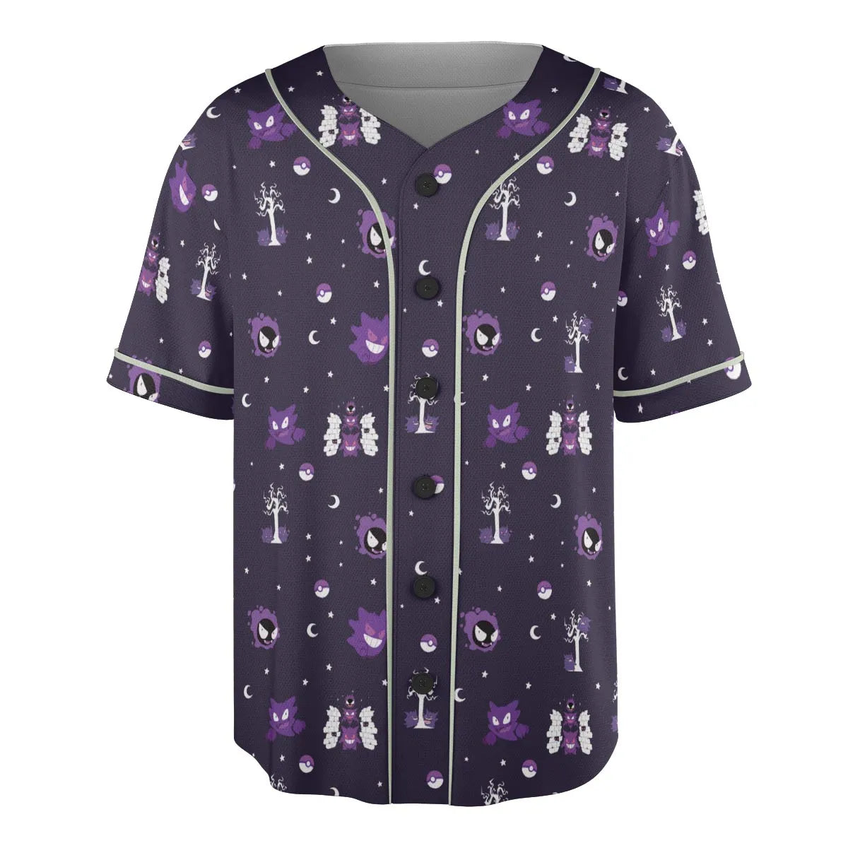Gengar Pokemon Pattern Unisex Baseball Jersey
