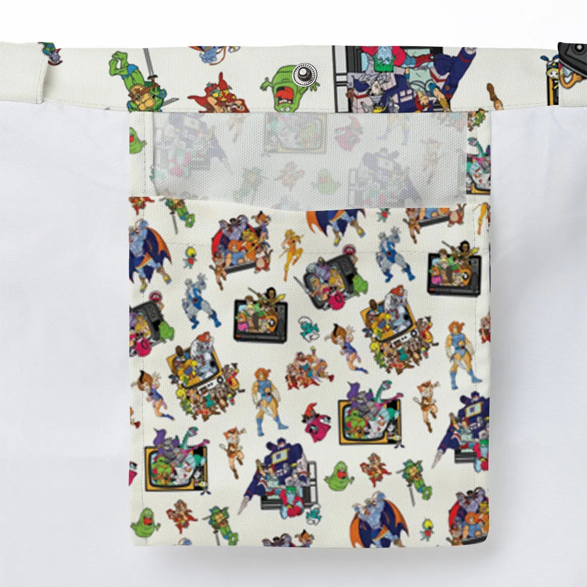 80s Famous Cartoon Characters Pattern Large Tote Bag