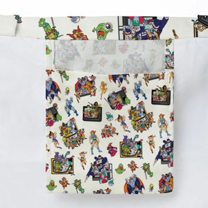 80s Famous Cartoon Characters Pattern Large Tote Bag