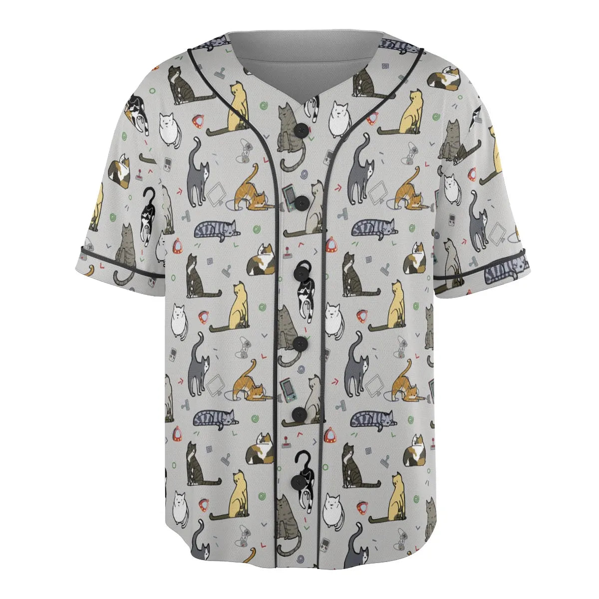 Cat the Gamer Pattern Unisex Baseball Jersey