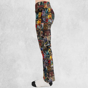 Vintage Horror Pattern Flare Leggings
