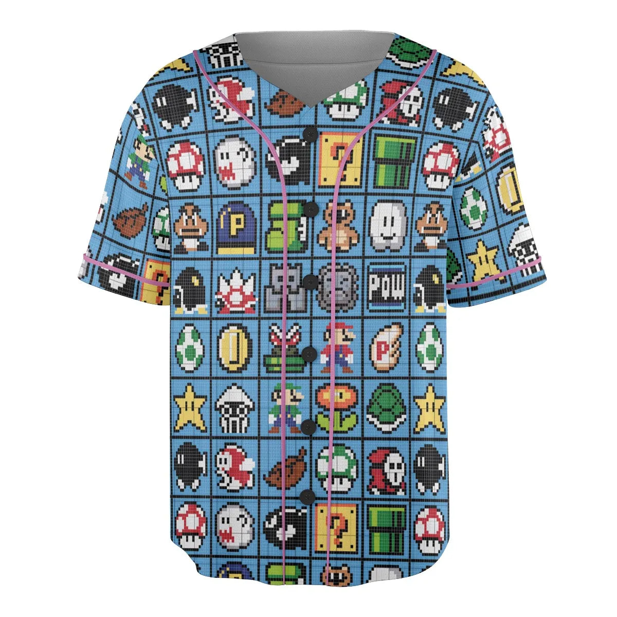 Mario Pixel Super Mario Pattern Unisex Baseball Jersey