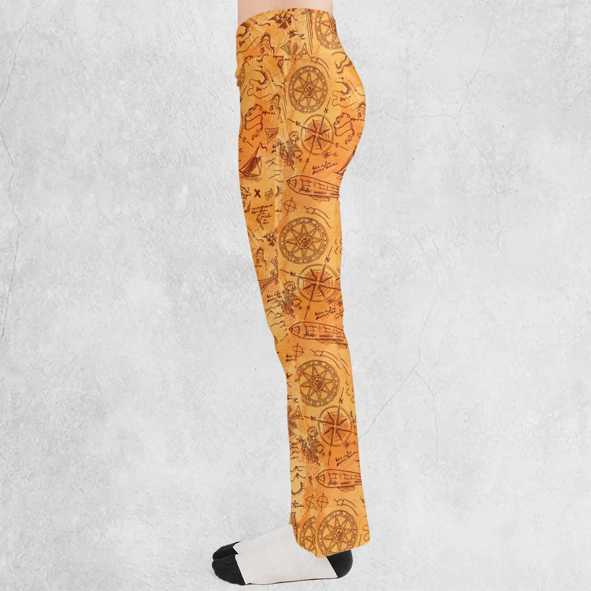 Vintage Adventure Map Indiana Jones Flare Leggings