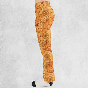 Vintage Adventure Map Indiana Jones Flare Leggings