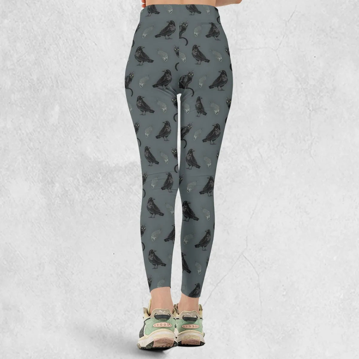 Cat and Raven Edgar Allan Poe Pattern Legging