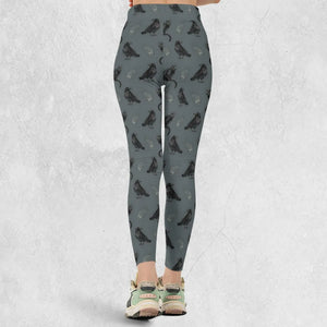 Cat and Raven Edgar Allan Poe Pattern Legging