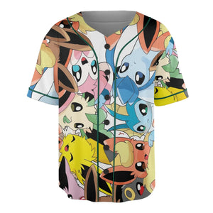 Cute Eevee Evolution Pokemon Unisex Baseball Jersey