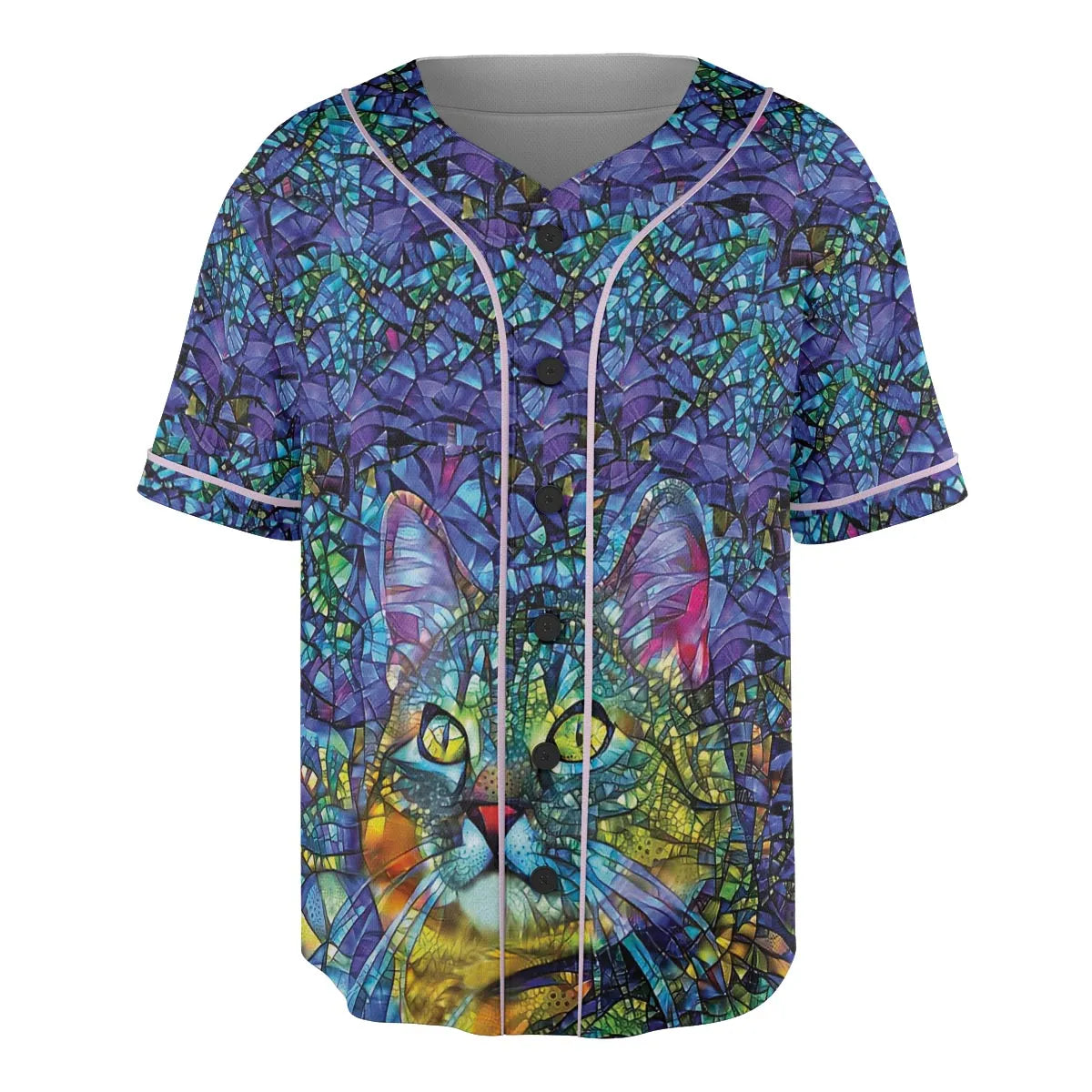 Cat Stained Glass Unisex Baseball Jersey