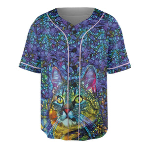 Cat Stained Glass Unisex Baseball Jersey