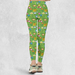 8bit Flower Garden Super Mario Pattern Legging