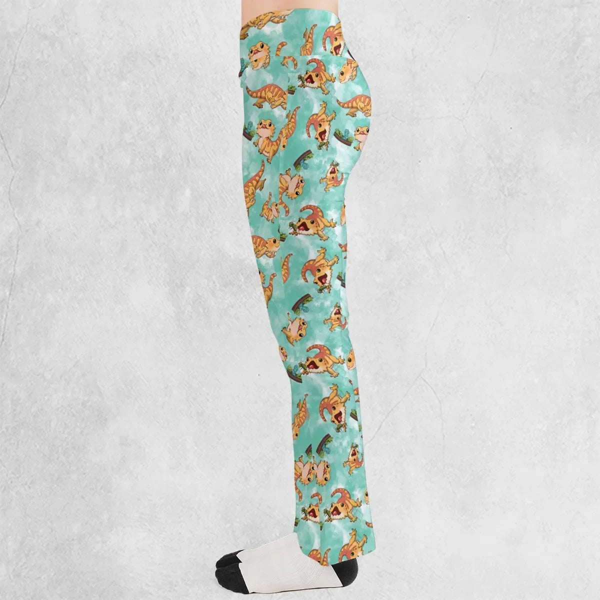 Bearded Dragon Pattern Flare Leggings