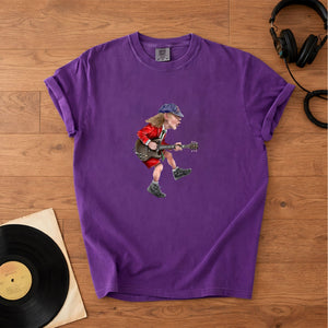 Angus Young Ripping On His Guitar Comfort Tee Classic Music Graphic Shirt