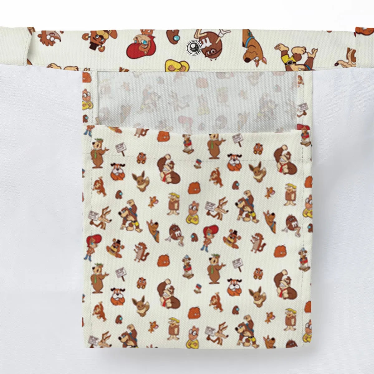 Famous Cartoon Characters in Brown Large Tote Bag