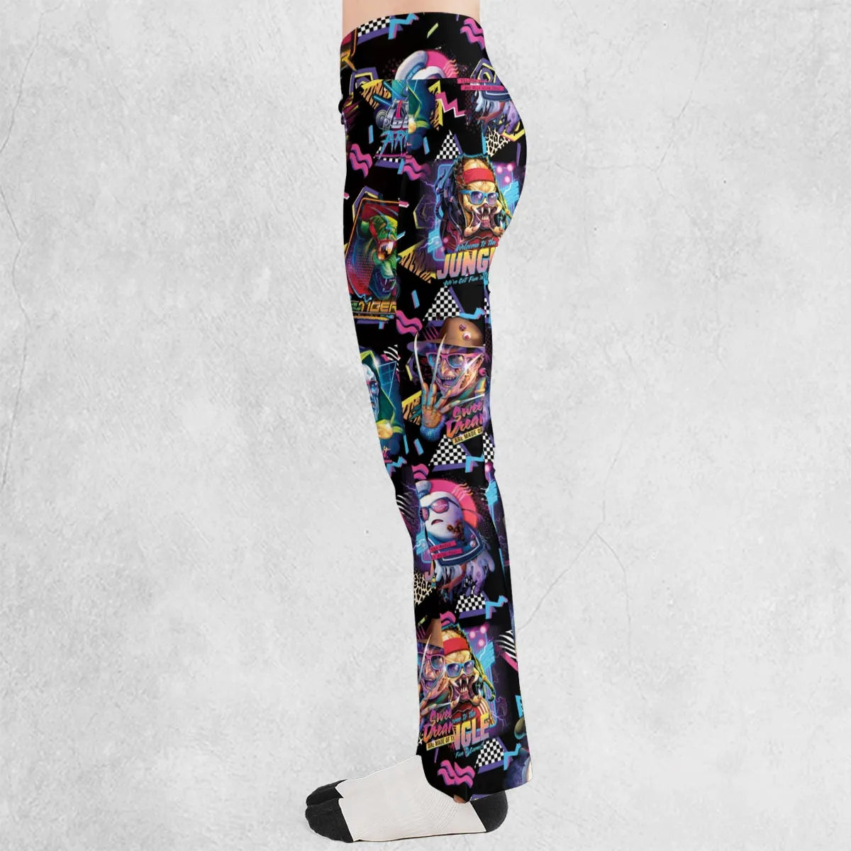 Retro Horror Characters Halloween Flare Leggings