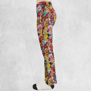 Old Cartoon Characters Flare Leggings