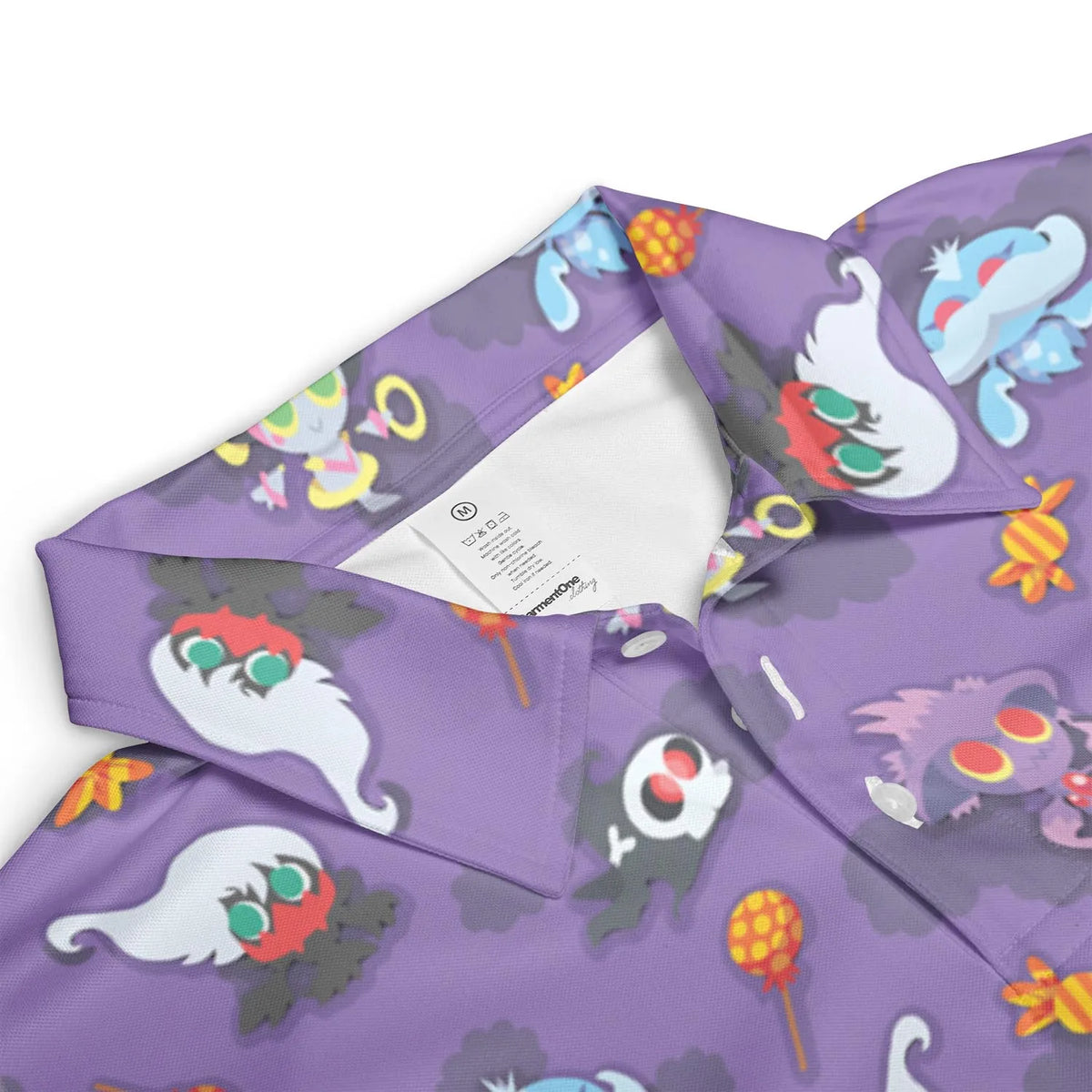 Team Purple Pokemon Pattern AOP Men/Women Polo Shirt