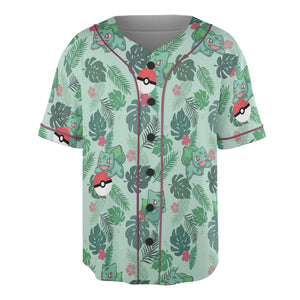 Bulbasaur Pokemon Pattern Unisex Baseball Jersey