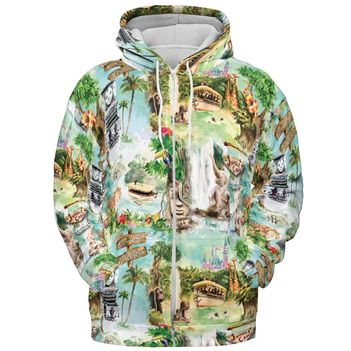 Water Color Jungle Cruise Map All-over Print Hoodie