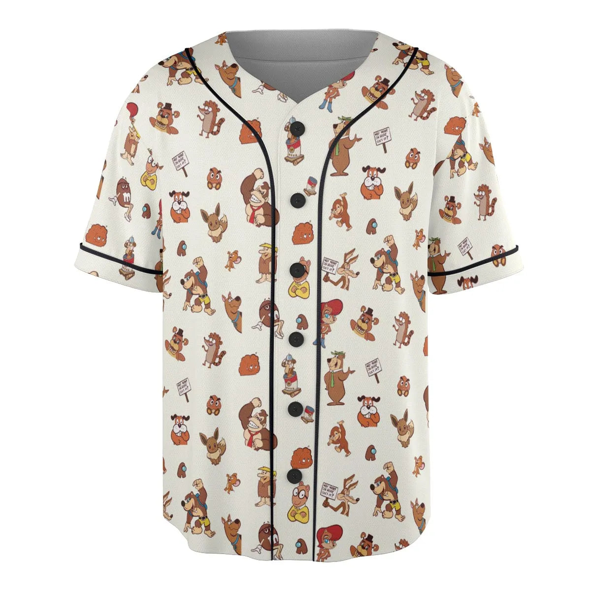 Famous Cartoon Characters in Brown Unisex Baseball Jersey