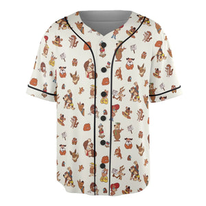 Famous Cartoon Characters in Brown Unisex Baseball Jersey