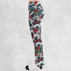 Great Waves Cthulhu Flare Leggings