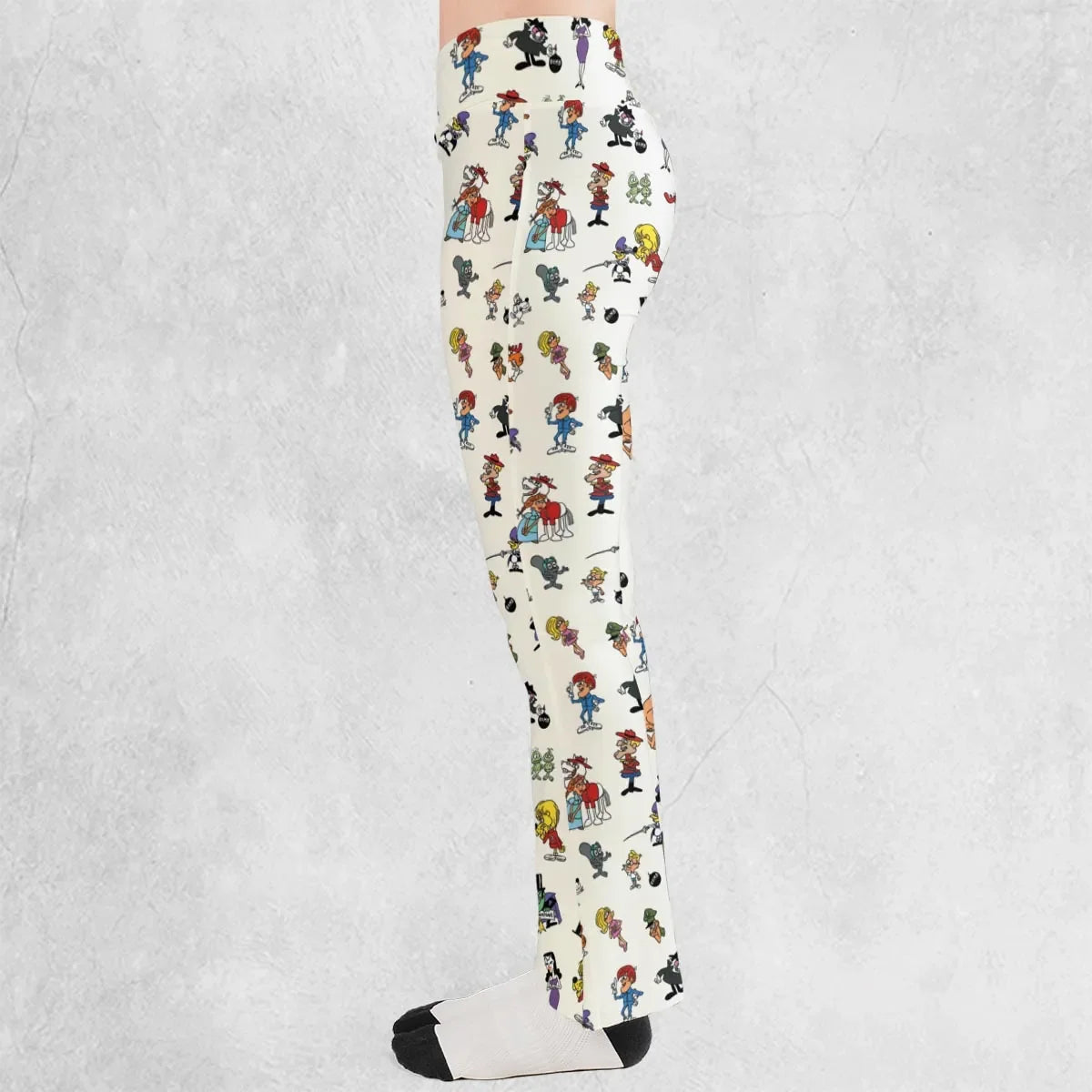 The Adventures of Rocky and Bullwinkle and Friends Characters Pattern Flare Leggings