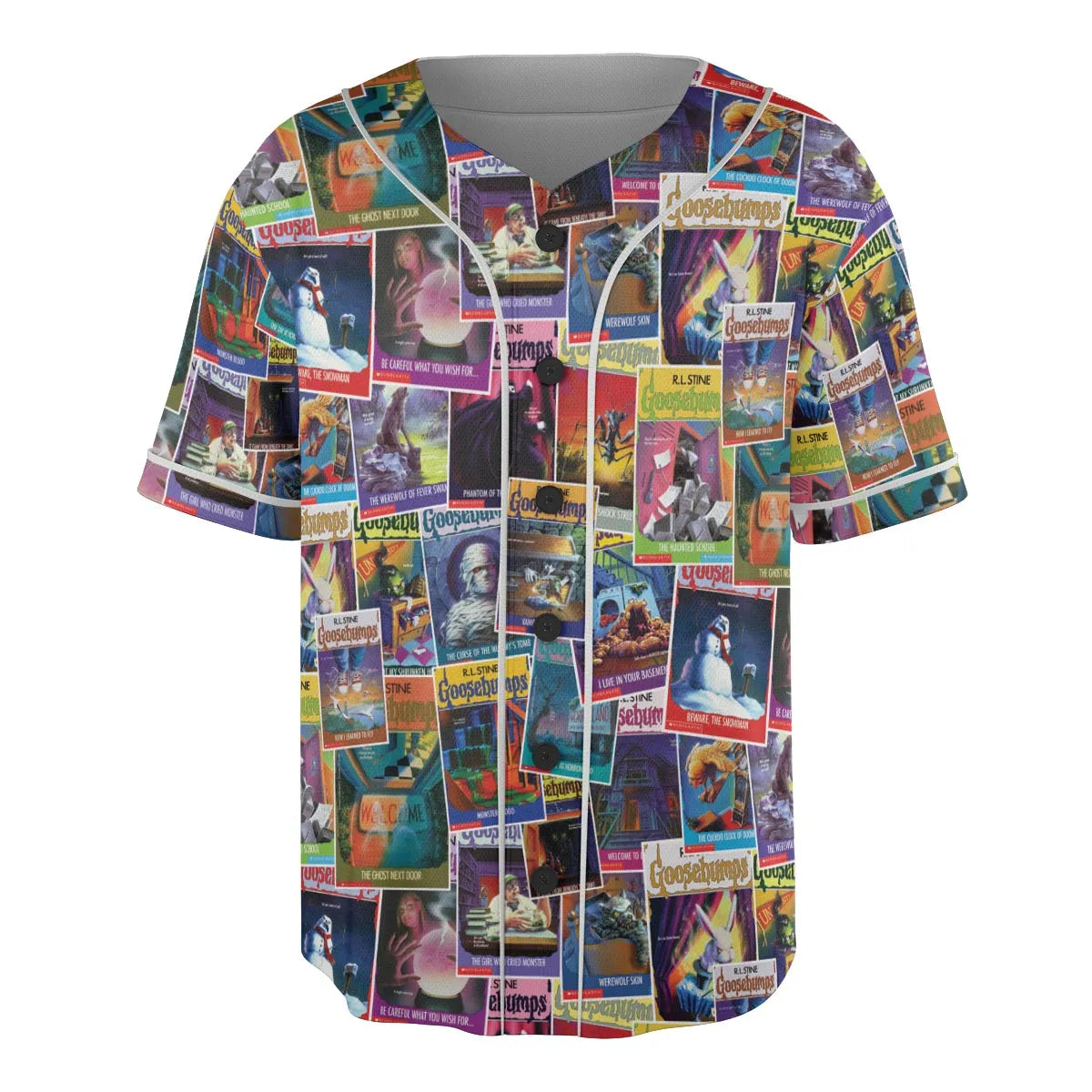 Goosebumps Monster Collage Pattern Unisex Baseball Jersey