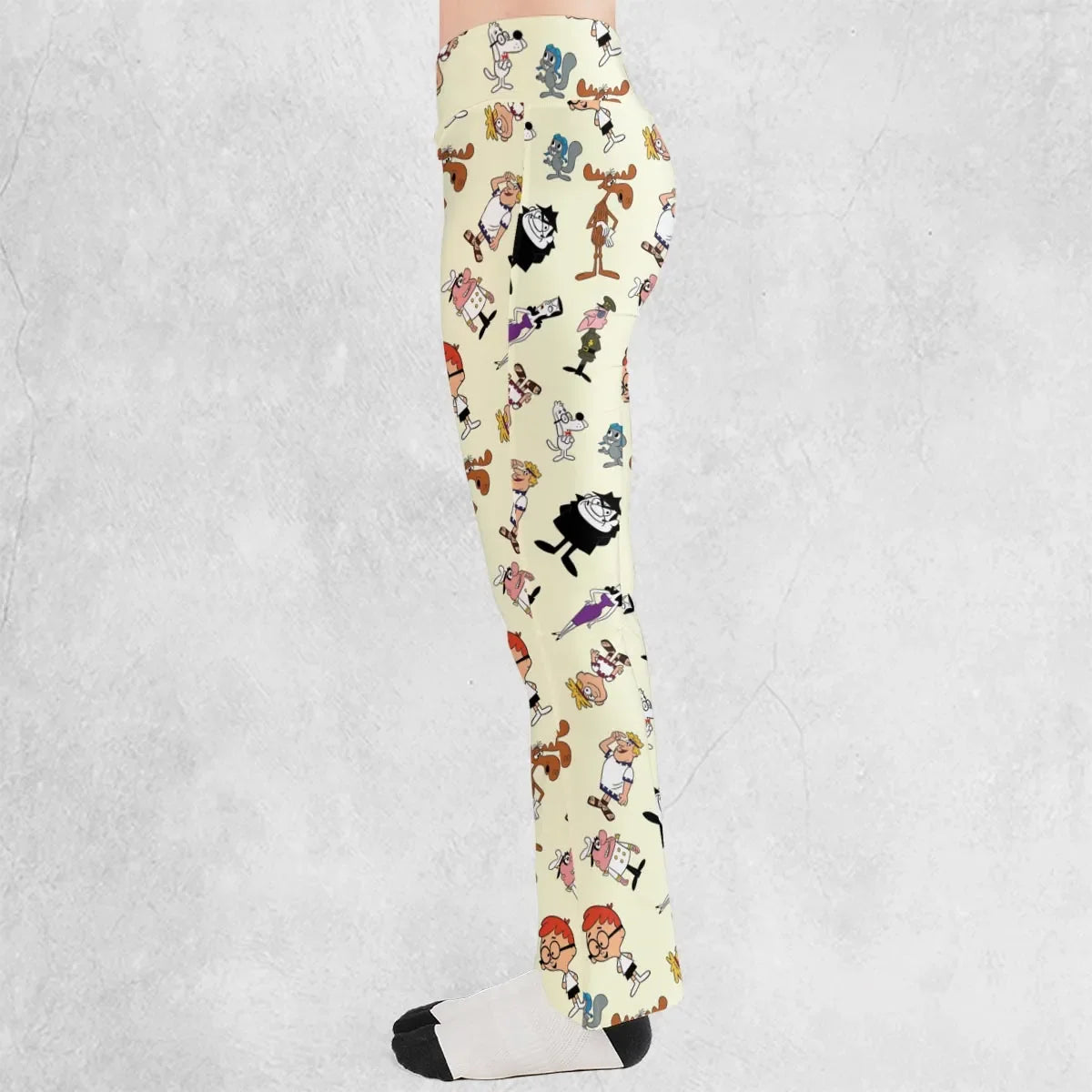 60s The Adventures Of Rocky And Bullwinkle and Friends Flare Leggings