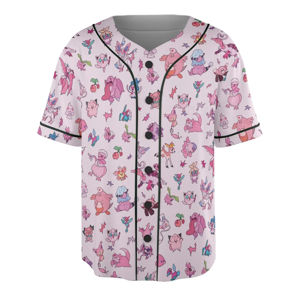 Team Pink Pokemon Pattern Unisex Baseball Jersey