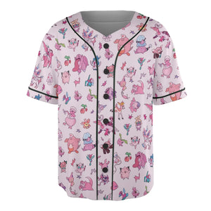Team Pink Pokemon Pattern Unisex Baseball Jersey