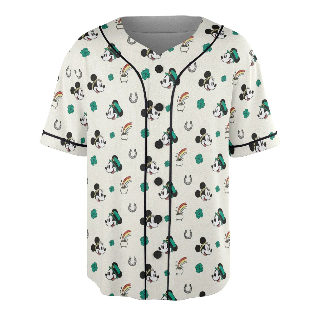 Mickey and Minnie St. Patrick's  Day Pattern Unisex Baseball Jersey