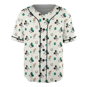 Mickey and Minnie St. Patrick's  Day Pattern Unisex Baseball Jersey
