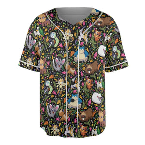 Floral Snorlax Bidoof Eevee Meloetta Pokemon Unisex Baseball Jersey