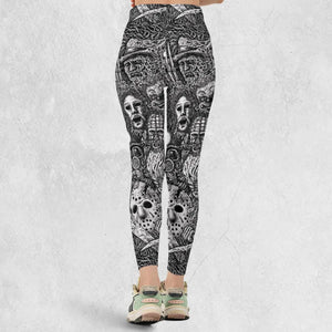 Horror Movie Assemblage Ghostface Xenomorph Pinhead Freddy Michael Myers Legging