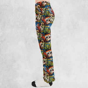 The Horror The Fright Dracula Frankenstein The Wolfman Monster Universal Pattern Flare Leggings