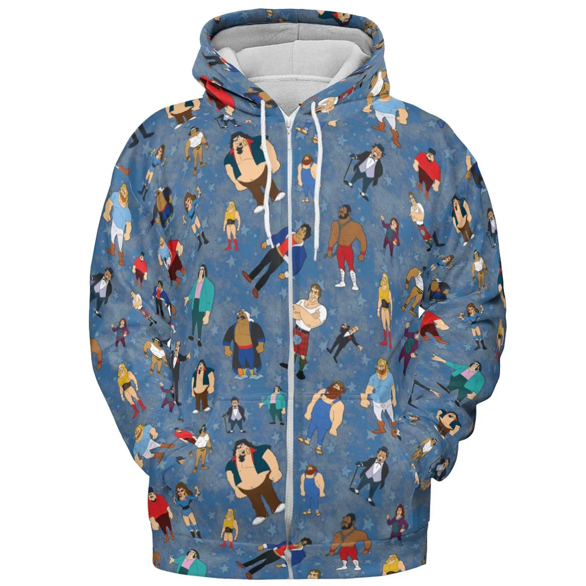 80s Hulk Rock 'n' Wrestling Characters All-over Print Hoodie