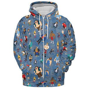 80s Hulk Rock 'n' Wrestling Characters All-over Print Hoodie