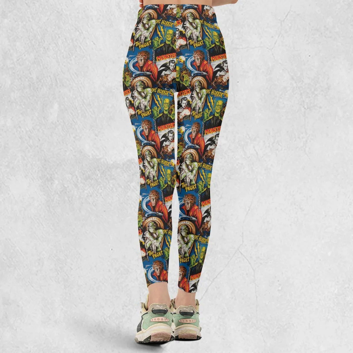 The Horror The Fright Dracula Frankenstein The Wolfman Monster Universal Pattern Legging