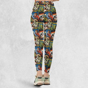 The Horror The Fright Dracula Frankenstein The Wolfman Monster Universal Pattern Legging